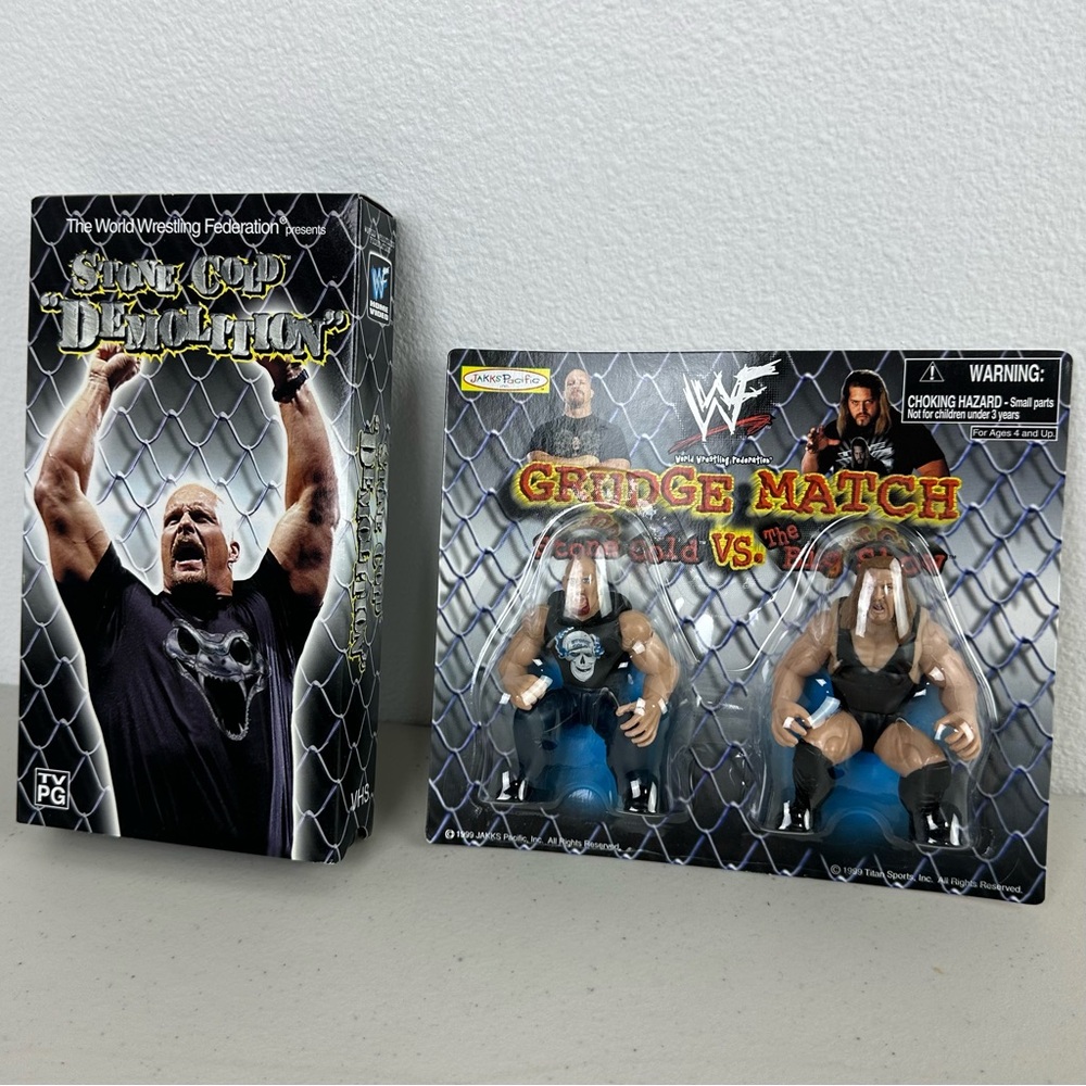 WWF Stone Cold Steve Austin VHS + Stone Cold V Big Show Toy Brand New